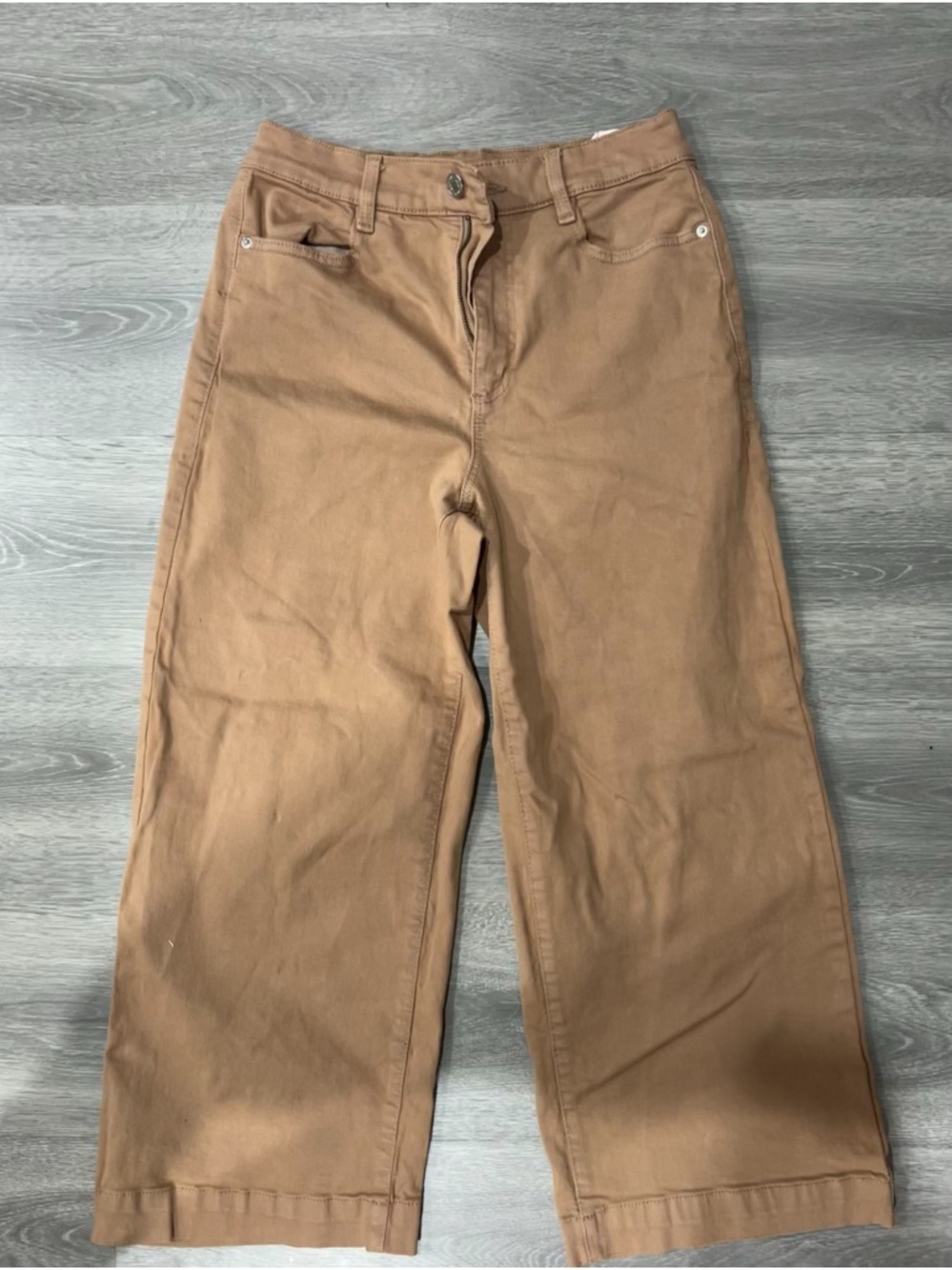 Wide Leg Cotton Pants in Camel